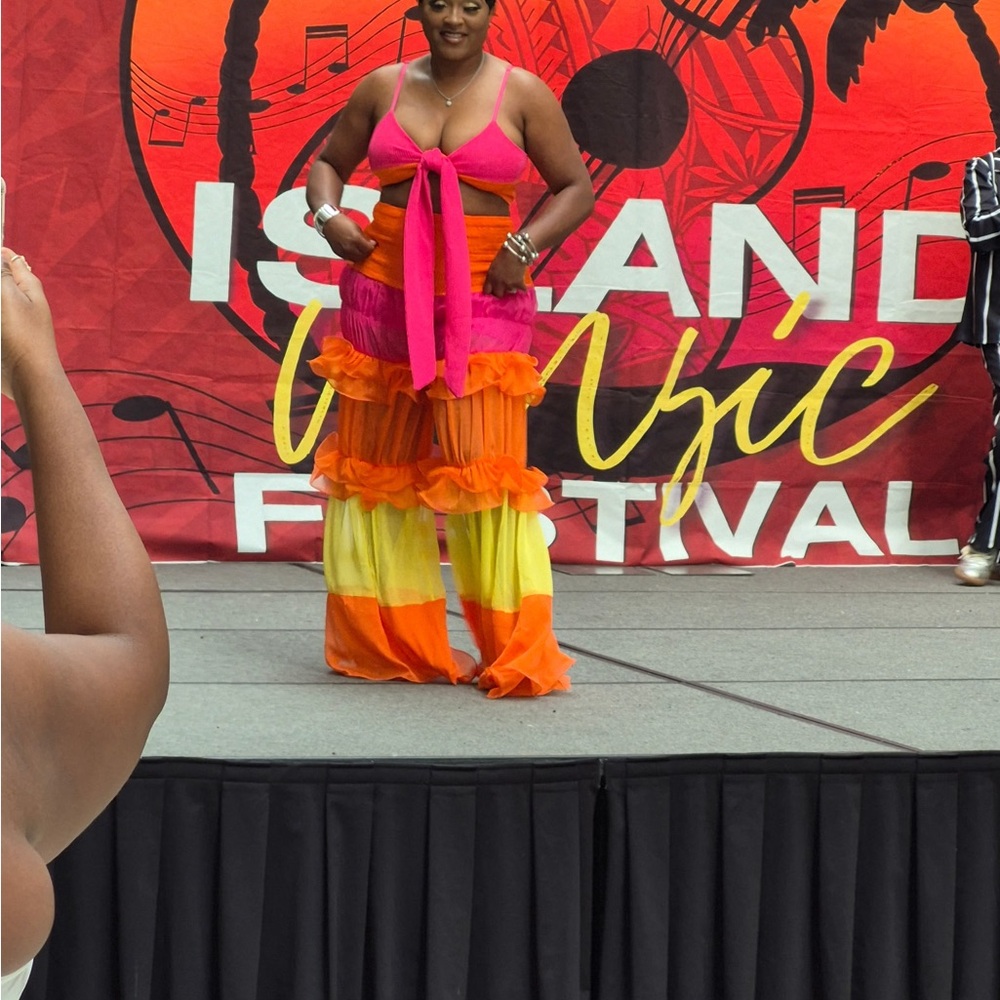 Vibrant Orange and Yellow Maxi Skirt